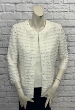 ALEX EVENINGS WOMEN  S 2 PIECE SPARKLY CREAM  GOLD TOP  JACKET SET SIZE S