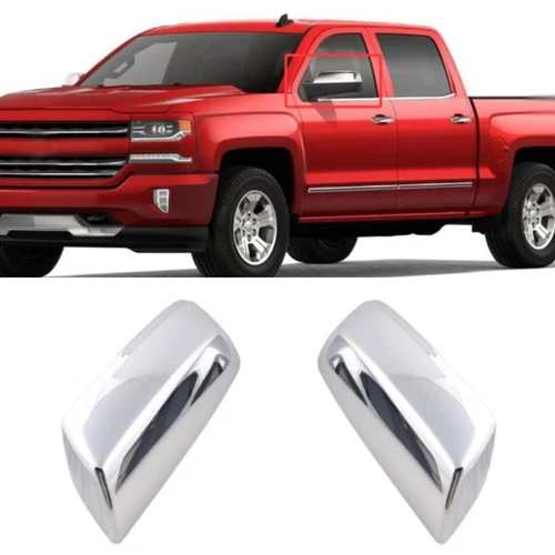 Chrome Top Half Mirror Covers For 2014-2019 Chevy Silverado GMC Sierra 1500 ABS