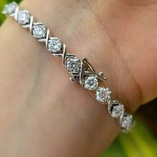 7CT Round Cut Lab Created Diamond Tennis Bracelet 14k White Gold Plated