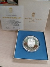 20 Balboas Silver Proof 129.6 Gram  Coin, 1974 Panama, Box CoA