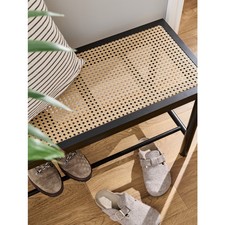 Black Bamboo Natural Wood and French Cane Hall Bench 35 x 80 x 45 cm rattan