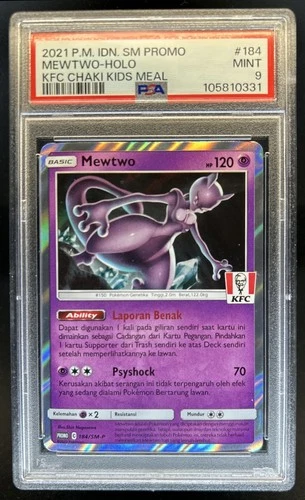 2021 Pokemon Indodesian Mewtwo Holo KFC Chaki Kids Meal #184/S-P PSA 9 MINT