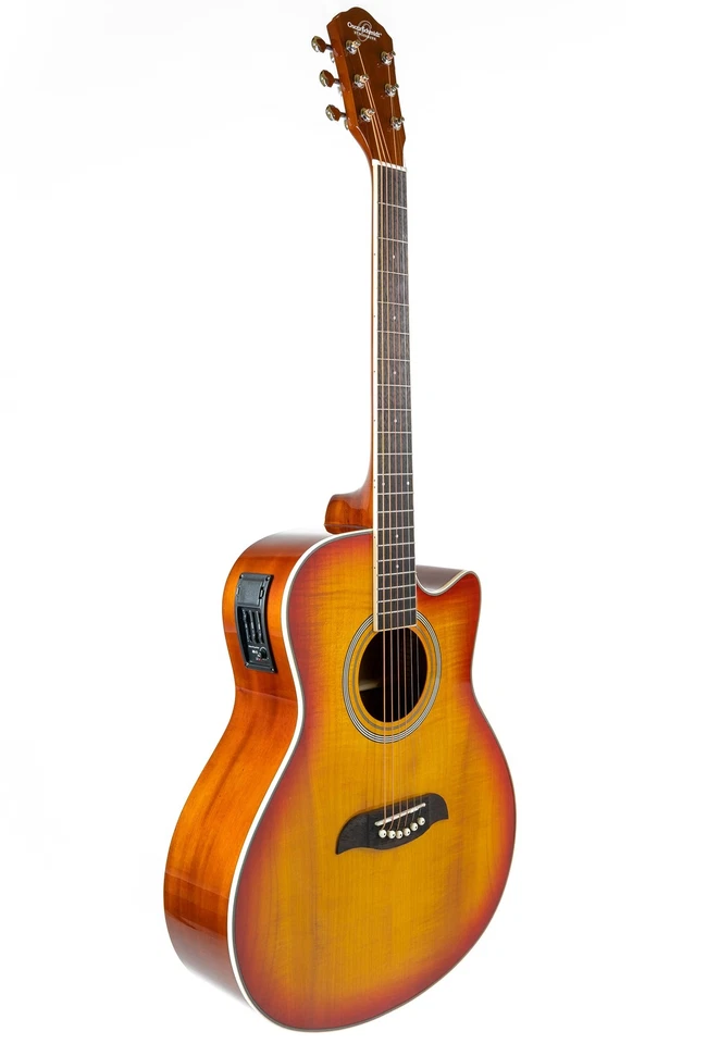 Oscar Schmidt Mini Auditorium Acoustic-Electric Guitar, Spalted Maple w/ Cable - Image 4 of 4