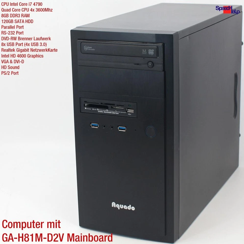 PC Ordenador GIGABYTE GA-H81M-D2V Intel Core i7-4790 SSD Paralelo Puerto Lpt Win - Imagen 2 de 4