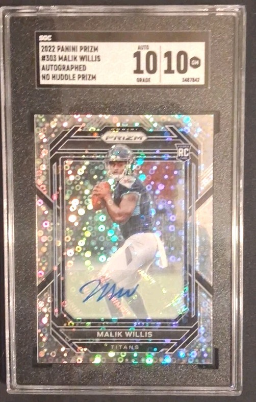 2022 PANINI PRIZM MALIK WILLIS AUTOGRAPH NO HUDDLE #303 SGC 10 AUTO 10 DOLPHINS 