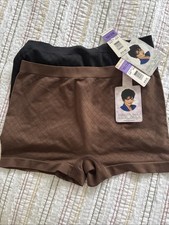 2 VTG NWT Delta Burke Boyshort Panties Mocha and Black 10 3X Tag-less Seam-less