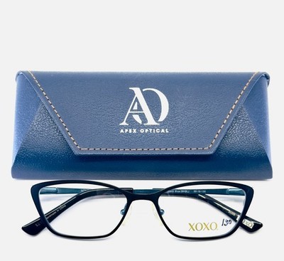 XOXO BOMBSHELL BLACK BLUE (BKBL) Womens Semi Cat Eye Eyeglasses 50-16-135 B:30