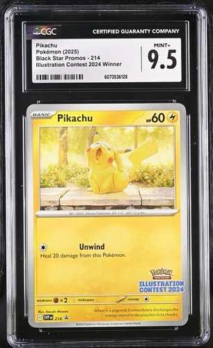 2025 Pokemon Pikachu Black Star Promos 214 Illustration Contest 2024 CGC 9.5