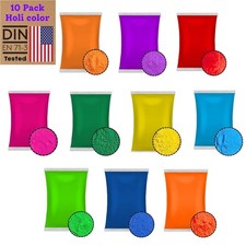 Natural 10  Color Holi Powder Pack   10 x  75  gm Washable Non  Toxic Chalk Color...