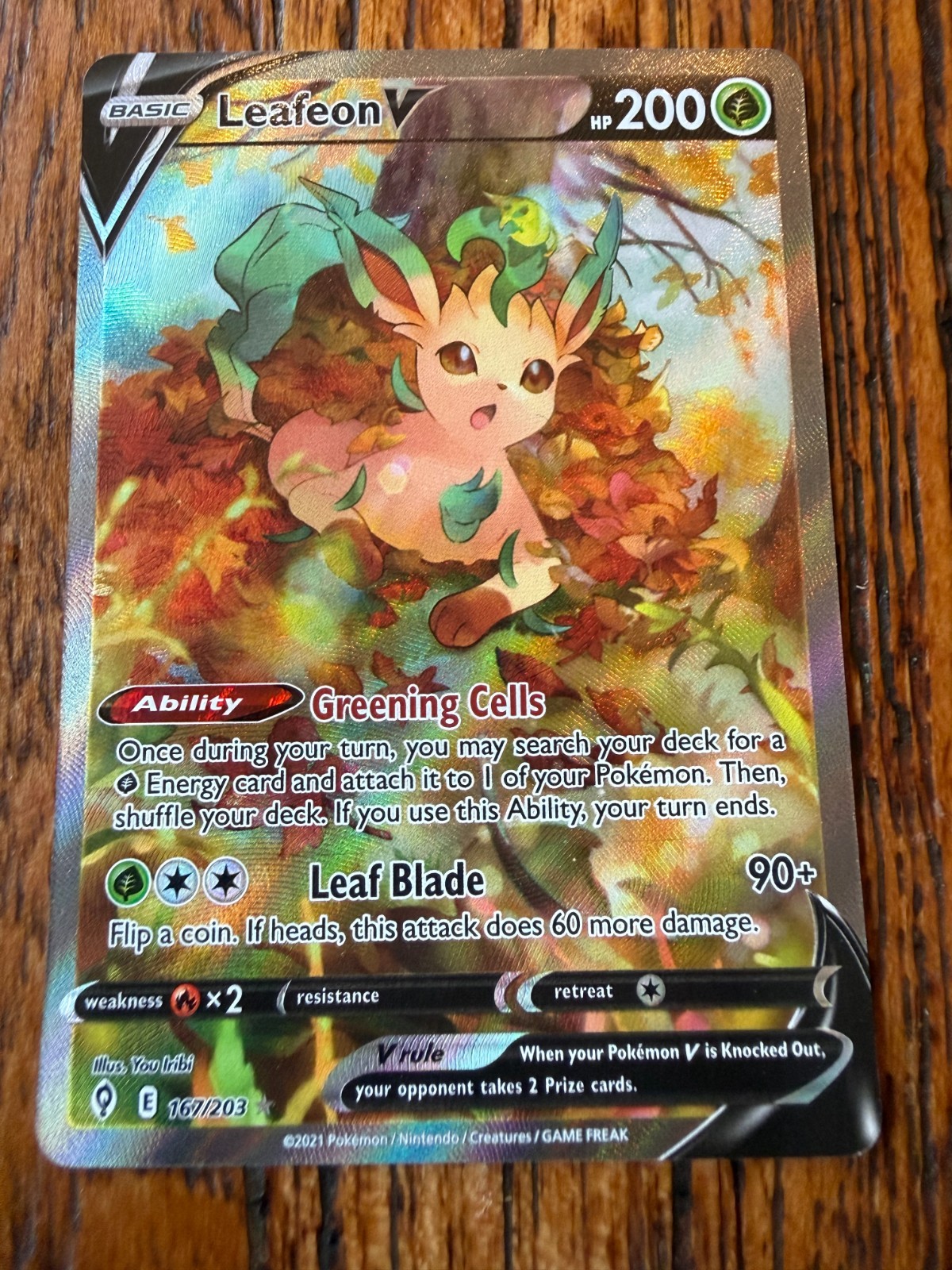 Leafeon V (Alternate Full Art) 167/203 SWSH07: Evolving Skies Holo