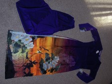 NWT M- Lotus Pre-made Ao Dai ONLY 3D Vietnamese Traditional- Purple With Pants