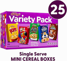 Kellogg's Variety Pack Single Serve Mini Cereal Boxes, 25 Count, 26.97 oz