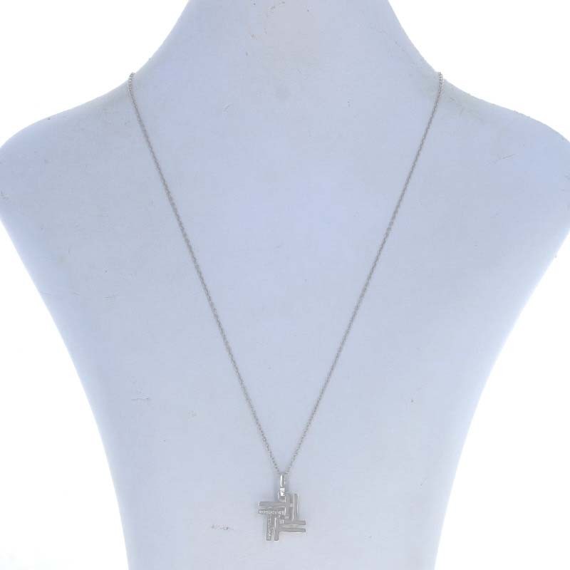 Sterling Diamond Intersecting Lines Necklace 925 … - image 2