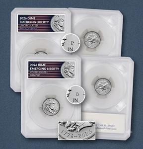 2026 DIME EMERGING LIBERTY - PHILADELPHIA & DENVER UNCIRCULATED PAIR IN SLABS