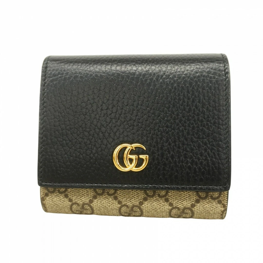 [5db2342] Portefeuille Gucci GG Marmont/GG Supreme 598587 PVC cuir marron noir or