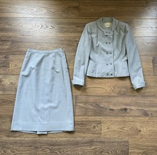Vintage 1940s 1950s Richard Merritt Gray Wool Skirt Suit, Jacket  Skirt Set