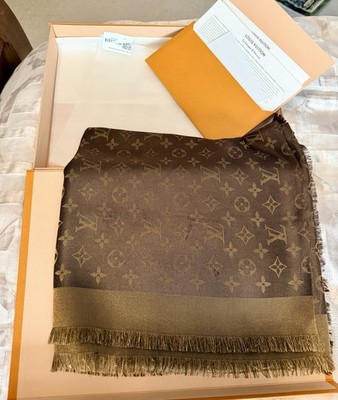 LOUIS VUITTON - Monogram Shine Shawl ~ Brown ~ 47% Silk ~ 56