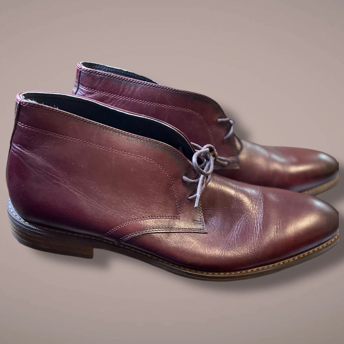 MORETTI Men\'s Size 13 D Black Label Glen Burgundy Leather Chukka Boot Shoes EUC MORETTI Men main image 4