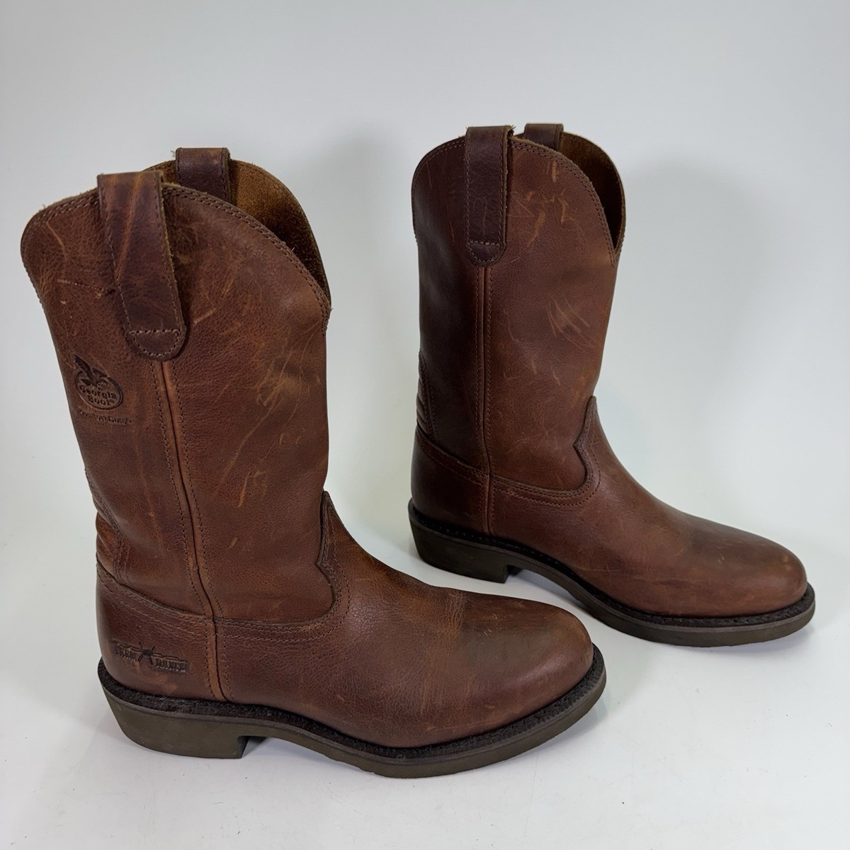 Georgia Boot Mens 8.5 Brown Leather Steel Toe Wellington Work Boots Pull On EU41 Male Georgia Boot Men main image 2
