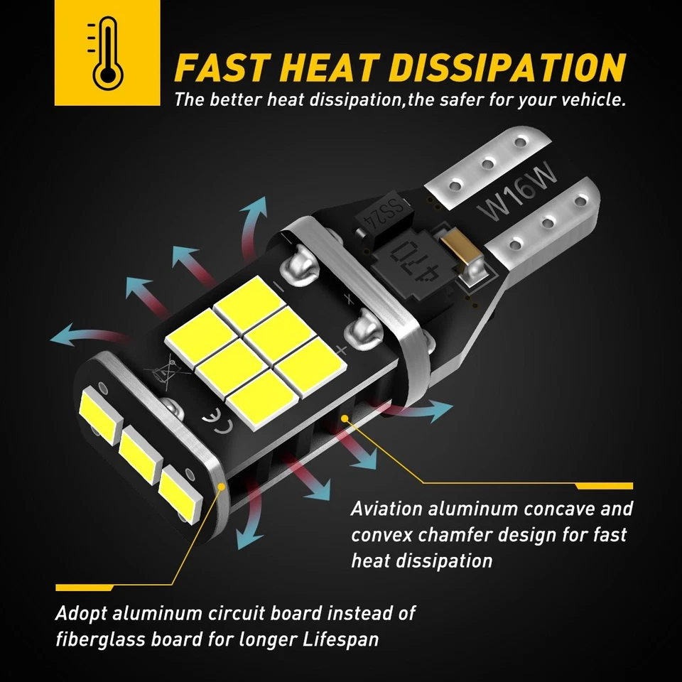 2x T15 AUXITO 912 W16W 921 955 6000K Xenón Blanco LED Inverso Cuña Bombillas Foto 4 de 4