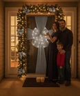 Large Grey Christmas Door Bow Mesh Cool White LED Lights Wedding Party Decor