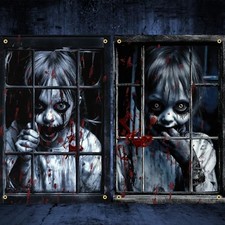 2 Pcs Scary Halloween Window Decorations Style 3