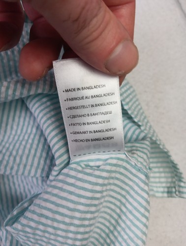 Harbor Bay Shirt Men Size 3XL Cool & Dry Button Green White striped Seersucker - Picture 7 of 14