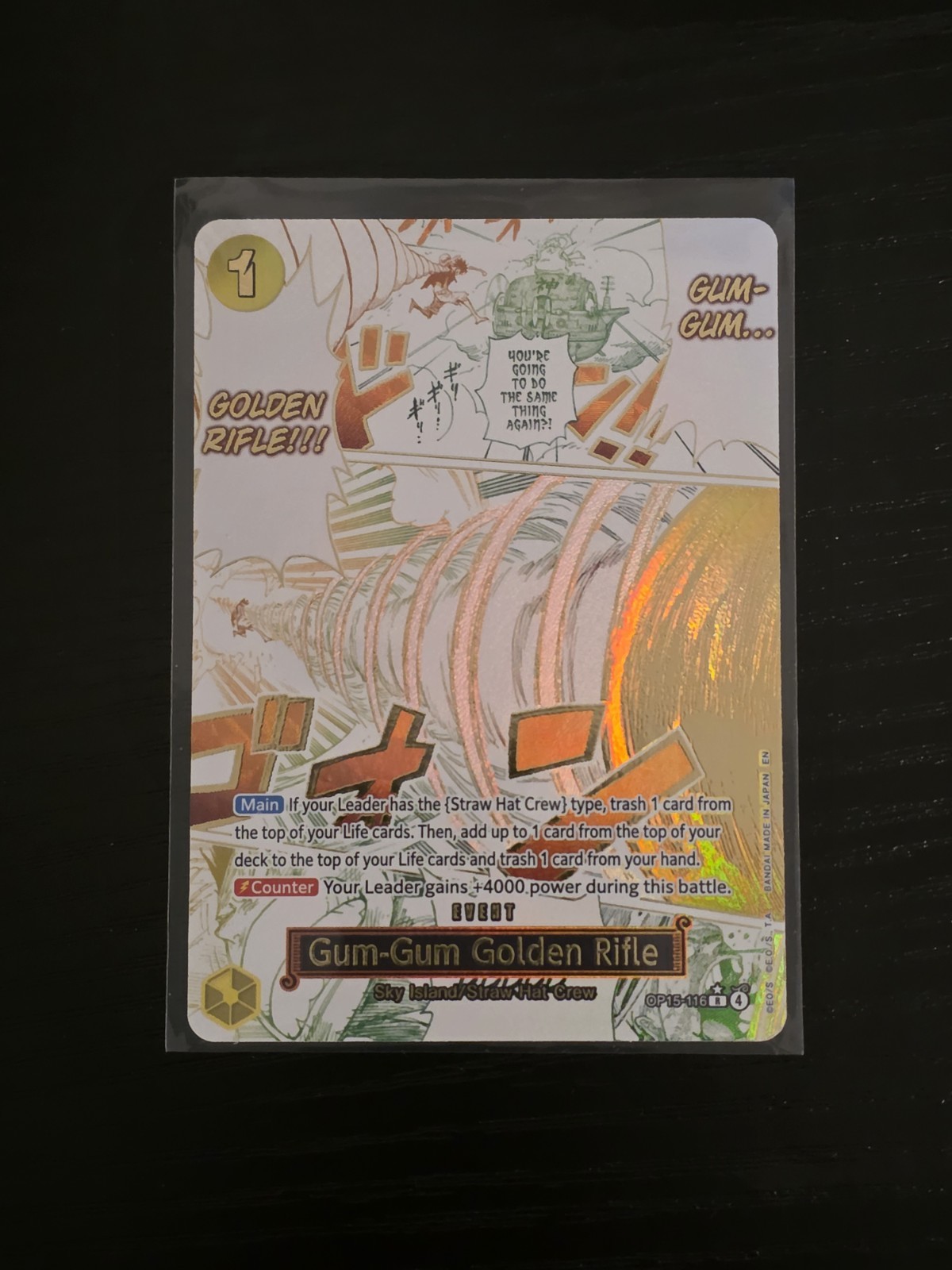 One Piece Adventure on Kami's Island Gum-Gum Golden Rifle OP15-116 Alt Art Eng