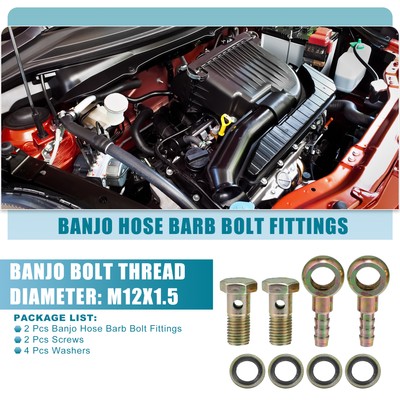 2 Satz Auto Banjo Bolzen Schlauch Barb Fittings Adapter M12x1.5 8mm