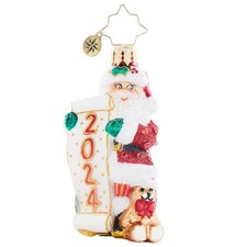 Hand-Crafted European Glass Christmas Tree Decorative Ornament, Holly Jolly N...