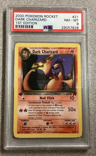 Pokémon 1st Edition Team Rocket DARK CHARIZARD PSA 8 (7828) Graded Power