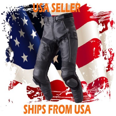 Summer Men's Perforated Leather Pant Racing Sports Bike Track Motorcycle Pants
