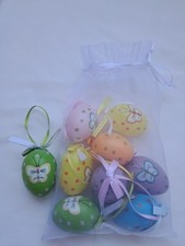 9 Easter Hanging Egg Ornaments Colorful Butterfly Decorations with