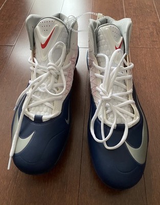 Nike Zoom Code Elite Detachable Football Cleats White/Navy/Red 620501 Size 16