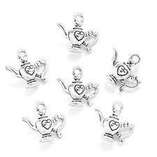 BLUK 50Pcs Teapot Charms DIY Jewelry Making Pendants Antique Silver