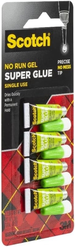 Scotch Super Glue Gel, 4-Pack Single Use, Fast-Dry, No-Run, .017oz