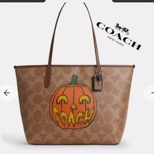 City Tote BagIn Signature Canvas With Halloween Print CCE70