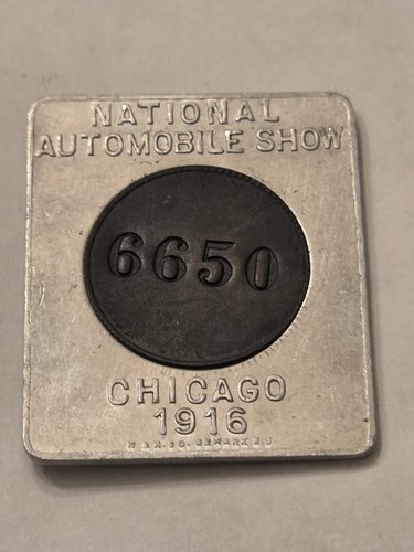 Seltenes 1916 NATIONAL AUTOMOBILE SHOW CHICAGO Metall Ticket hergestellt von Whitehead Hoag - Bild 2 von 4