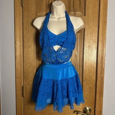 Kelle Company NWOT Teal Lace Halter Dance Costume SA