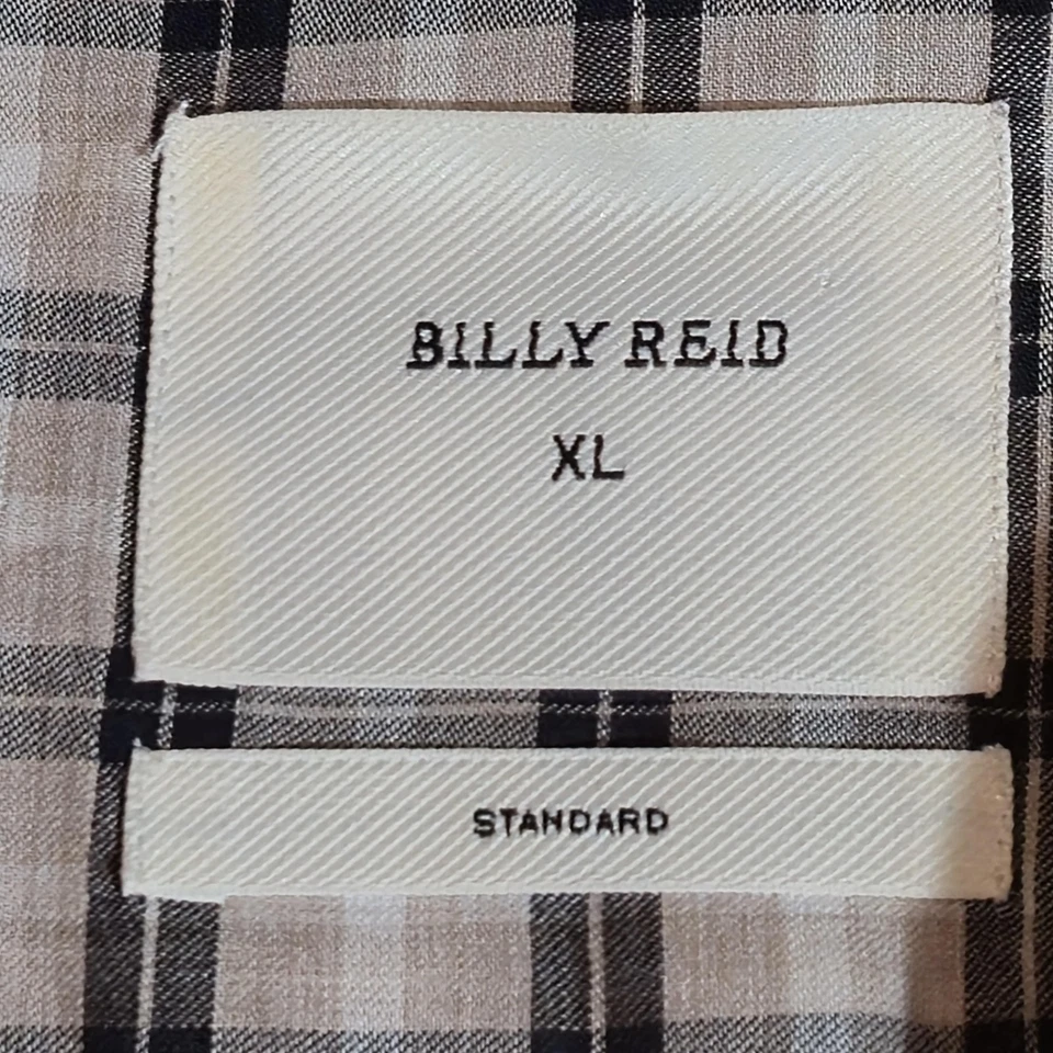 Camisa Billy Reid Para Hombres XL Marrón Cuadros Estándar Manga Larga Abotonada Hecha en Italia Foto 3 de 4