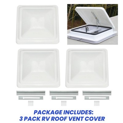 3 Pack White 14'' X14'' RV Roof Vent Cover Lid For Camper Trailer Air Ventline