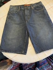 Vintage Y2K Sean John Men  s Denim Embroidered Logo Baggy Wide Leg Shorts Size 36