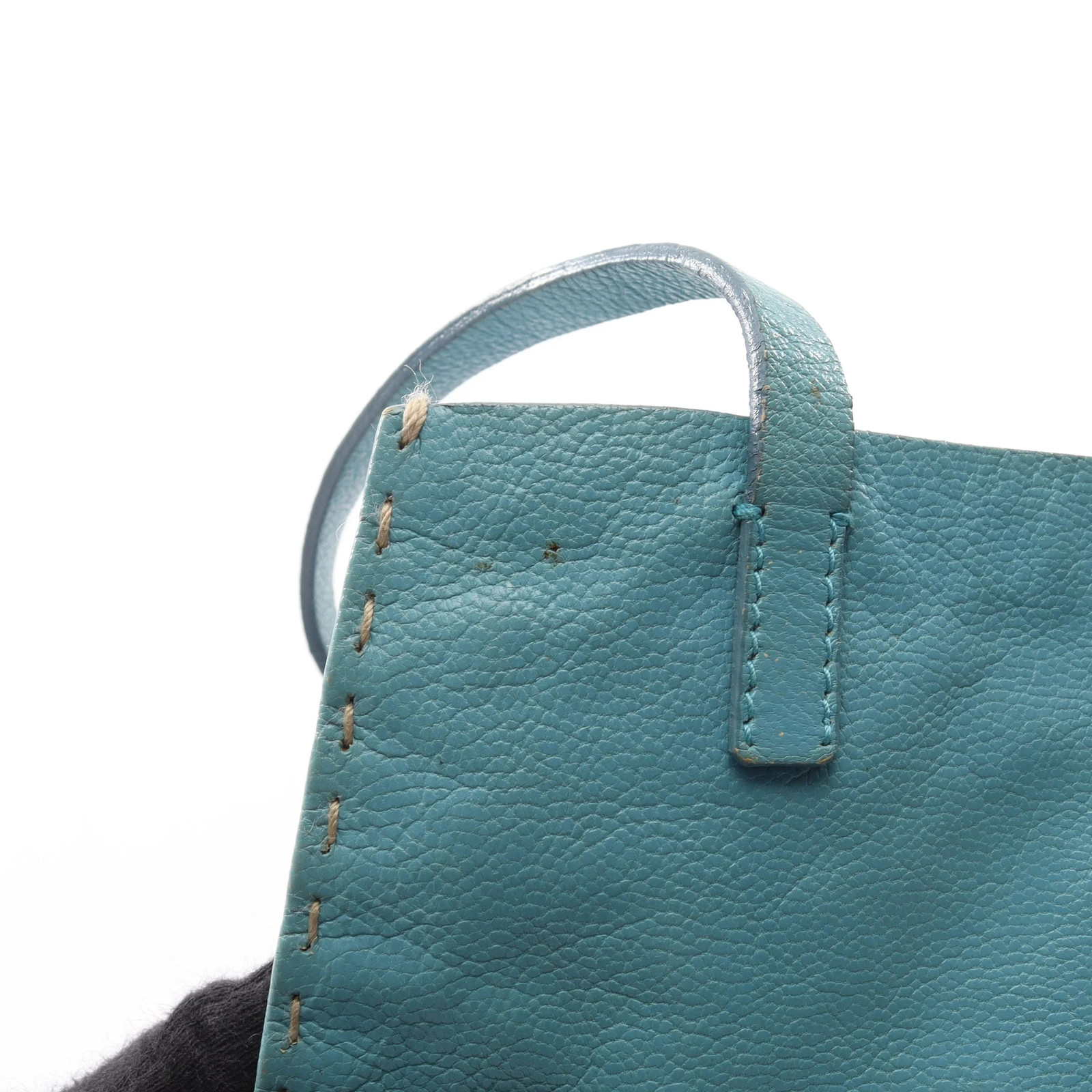miu miu Logo Handbag Leather Light Blue — image 9