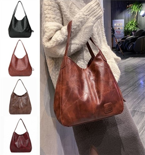 Women's Leather Hobo Bag Ladies Slouchy Large Tote Bag Shoulder Purses Handbag
