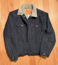 Levi's Black Corduroy Sherpa Trucker Jacket Youth Size L 12-13 Years