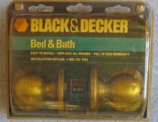 Black & Decker Bed and Bath Doorknobs Gold Satin Finish Fits all Made in USA NOS