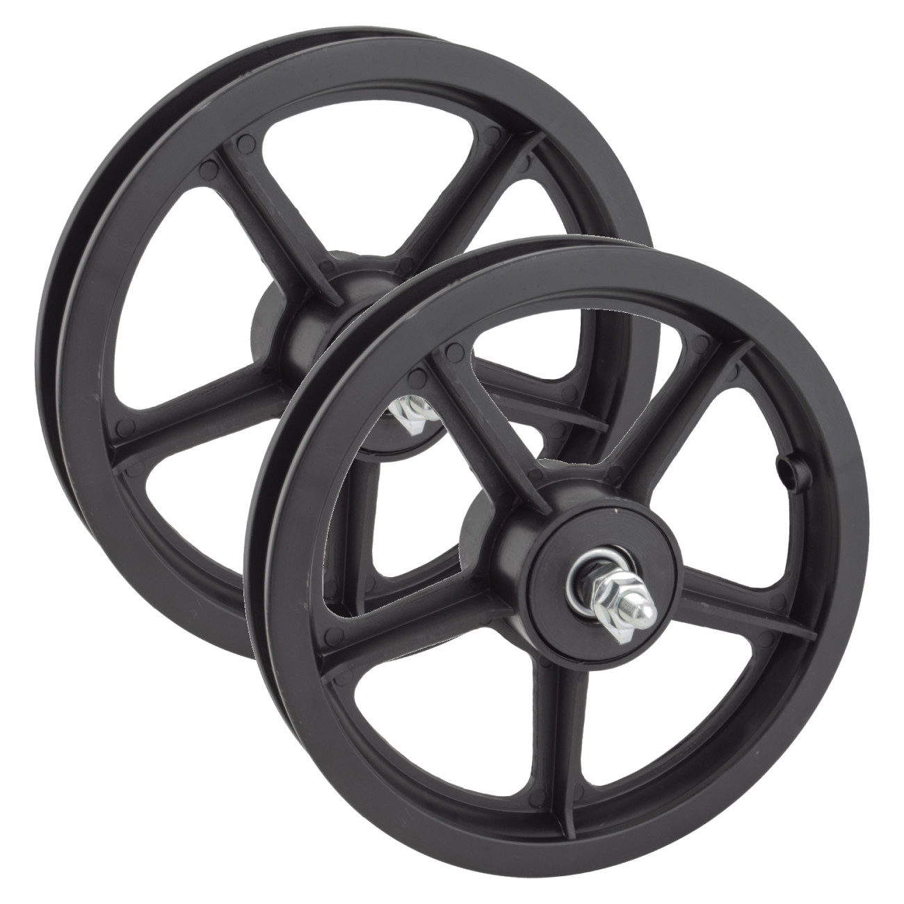 Premium 12" Front Mag Wheel Set with 3/8in Axle, Black Rim, 
