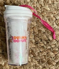 2016 Dunkin Donuts Christmas Ornament Glitter To-Go Cup Retired Logo New!