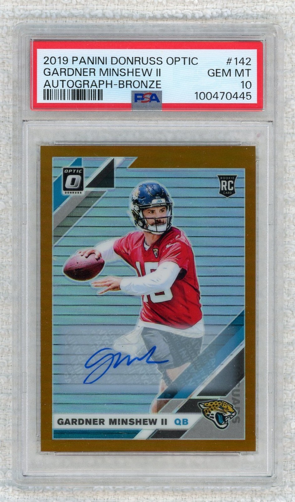 2019 Donruss Optic Gardner Minshew Auto Bronze Prizm Rookie #142 PSA 10 Gem Mint