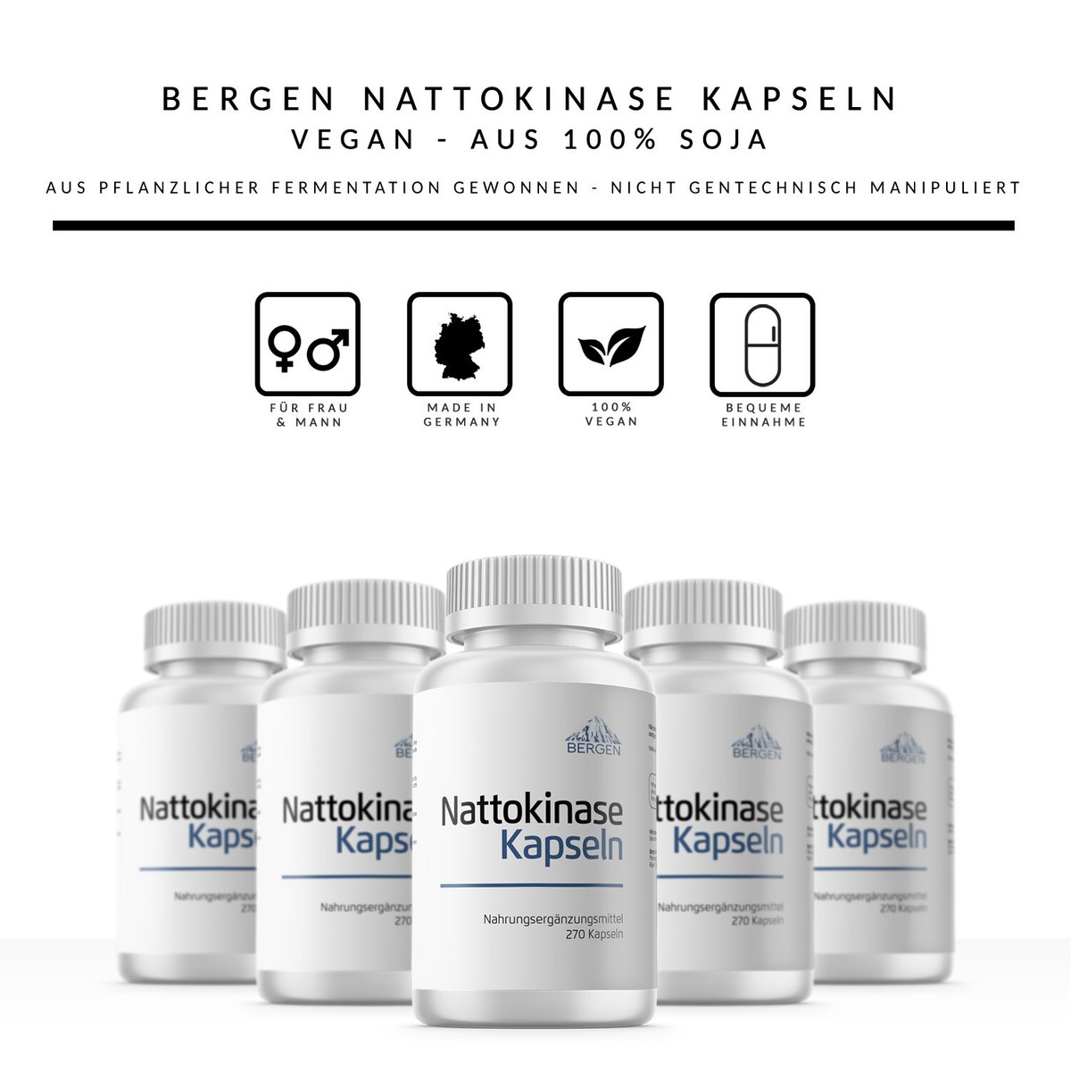 Nattokinase 100mg - 90 Vegane Kapseln Mit 2000 FU Aktivität Von Netzeband, Rein & Aus Deutschland